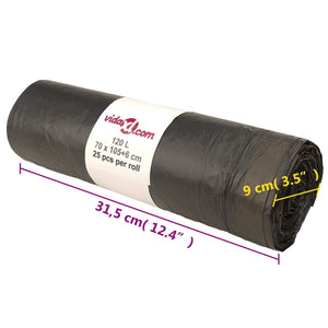 vidaXL Drawstring Bin Bags 250 pcs. Black 120 L