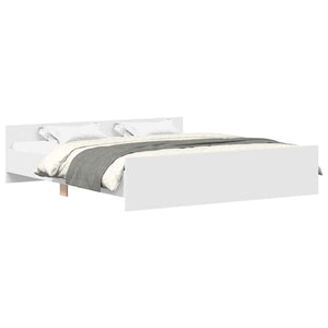 vidaXL Bed Frame with Headboard and Footboard White 200x200 cm