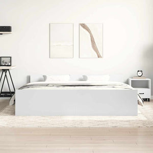 vidaXL Bed Frame with Headboard and Footboard White 200x200 cm