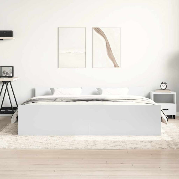 vidaXL Bed Frame with Headboard and Footboard White 200x200 cm