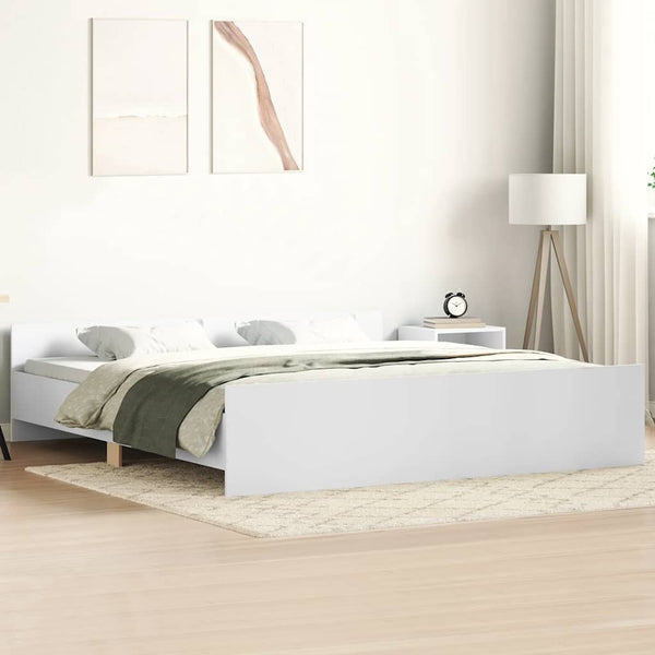 vidaXL Bed Frame with Headboard and Footboard White 200x200 cm