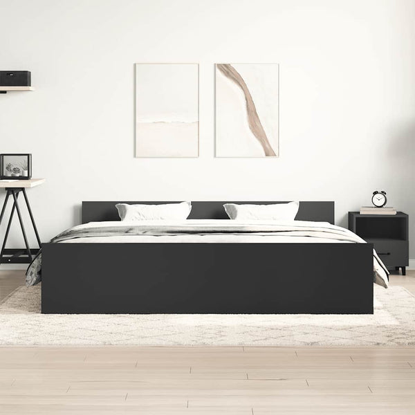 vidaXL Bed Frame with Headboard and Footboard Black 200x200 cm