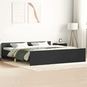 vidaXL Bed Frame with Headboard and Footboard Black 200x200 cm