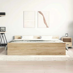 vidaXL Bed Frame with Headboard and Footboard Sonoma Oak 200x200 cm
