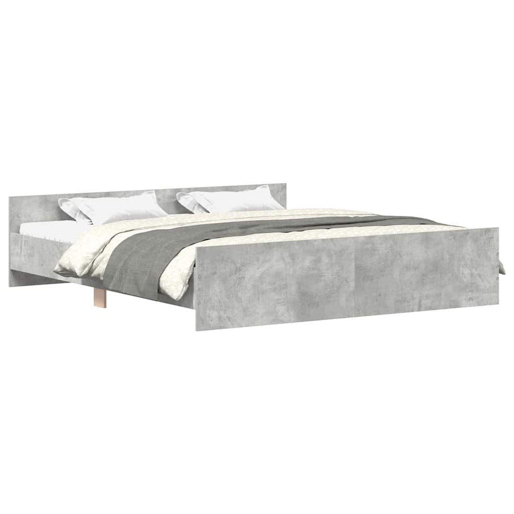 vidaXL Bed Frame with Headboard and Footboard Concrete Grey 200x200 cm