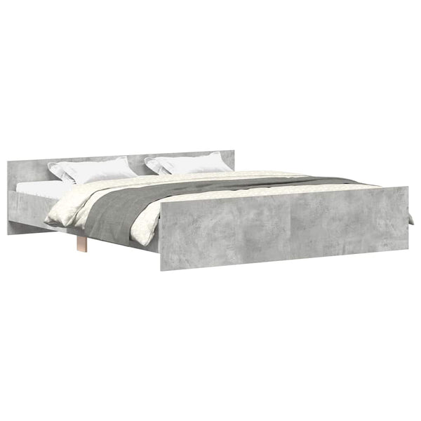 vidaXL Bed Frame with Headboard and Footboard Concrete Grey 200x200 cm