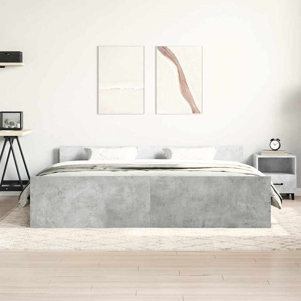 vidaXL Bed Frame with Headboard and Footboard Concrete Grey 200x200 cm