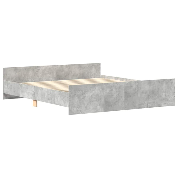 vidaXL Bed Frame with Headboard and Footboard Concrete Grey 200x200 cm
