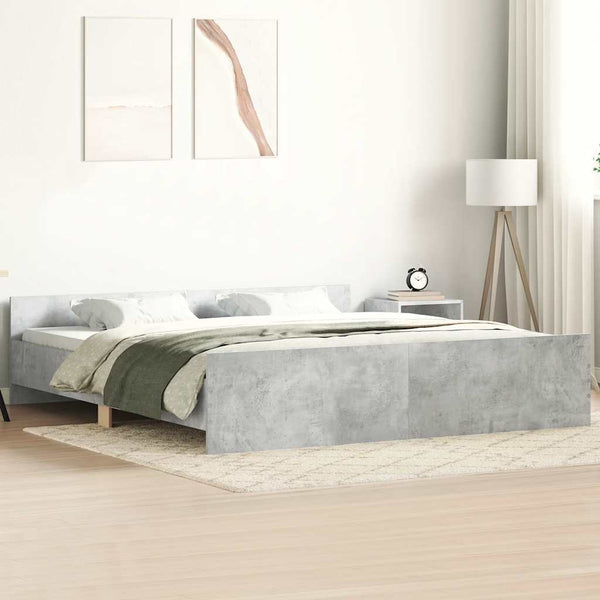 vidaXL Bed Frame with Headboard and Footboard Concrete Grey 200x200 cm