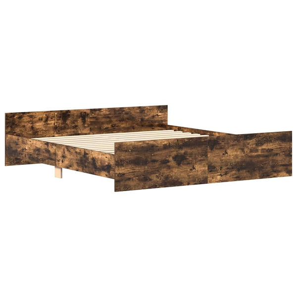 vidaXL Bed Frame with Headboard and Footboard Smoked Oak 200x200 cm