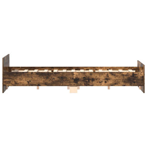vidaXL Bed Frame with Headboard and Footboard Smoked Oak 200x200 cm