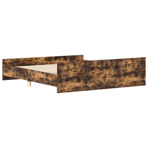 vidaXL Bed Frame with Headboard and Footboard Smoked Oak 200x200 cm