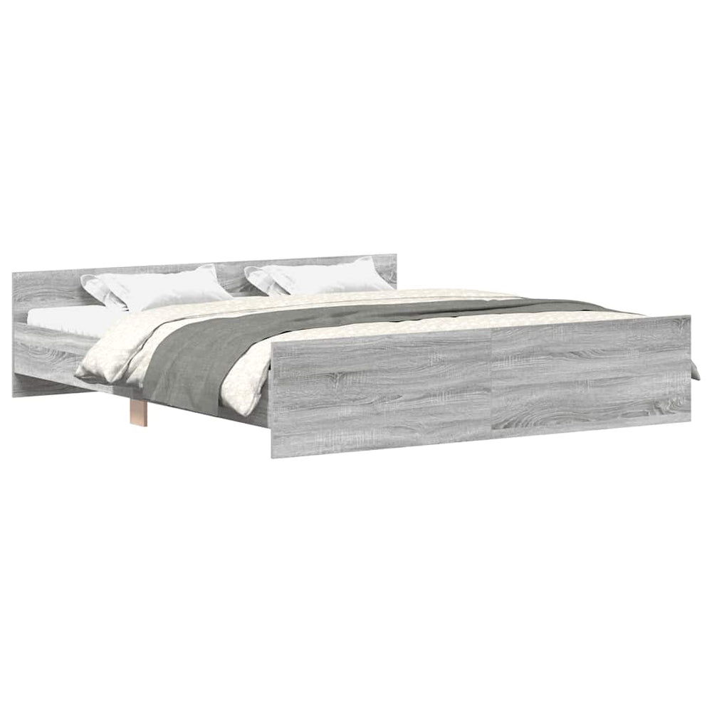 vidaXL Bed Frame with Headboard and Footboard Gray Sonoma 200x200 cm