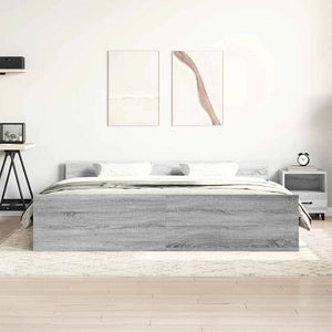 vidaXL Bed Frame with Headboard and Footboard Gray Sonoma 200x200 cm
