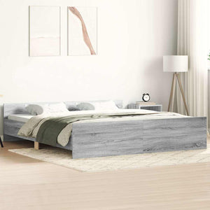 vidaXL Bed Frame with Headboard and Footboard Gray Sonoma 200x200 cm