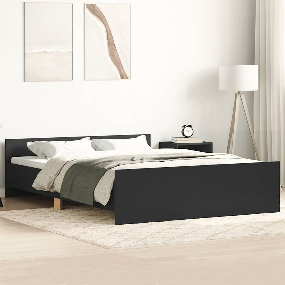 vidaXL Bed Frame with Headboard and Footboard Black 120x200 cm