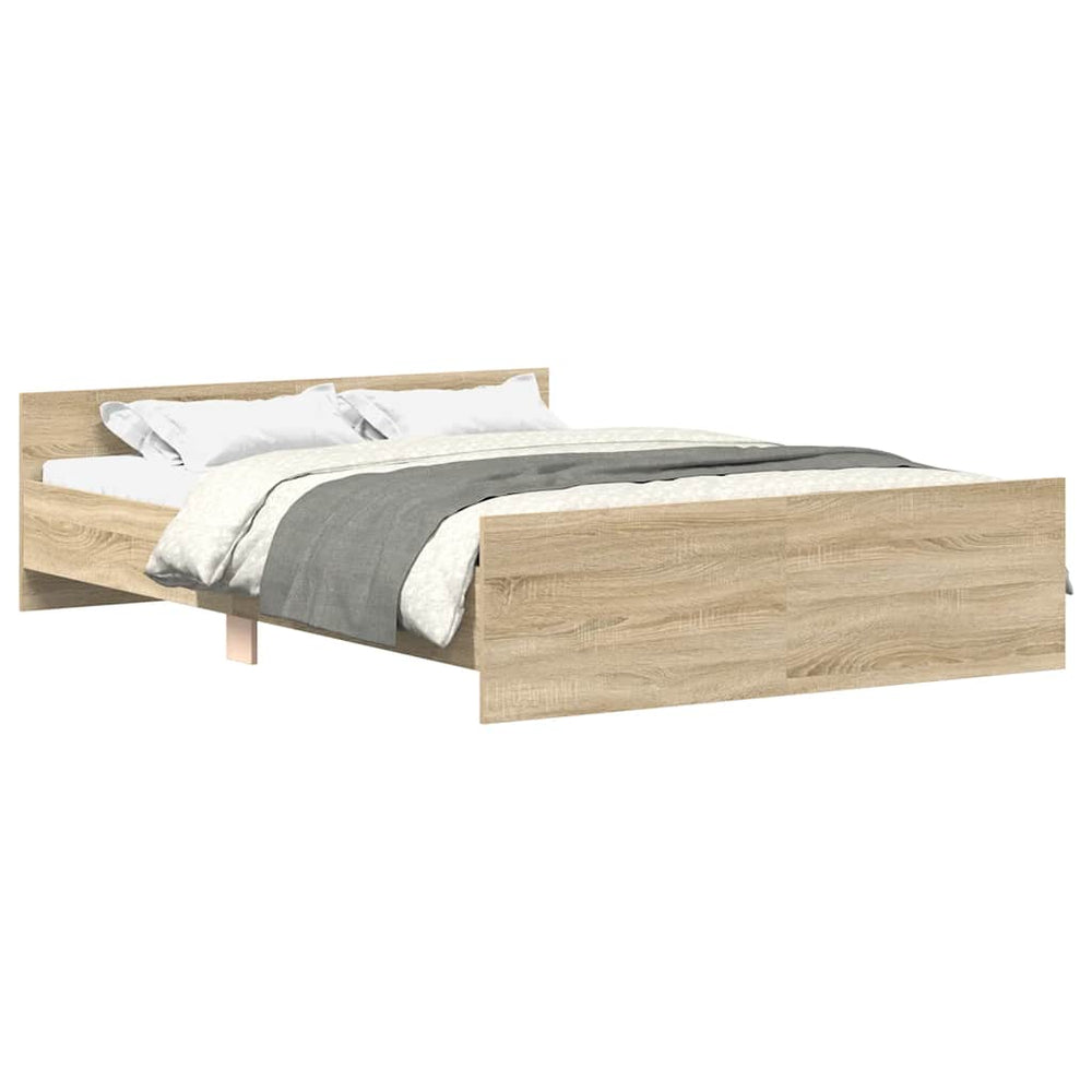 vidaXL Bed Frame with Headboard and Footboard Sonoma Oak 120x200 cm