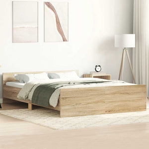 vidaXL Bed Frame with Headboard and Footboard Sonoma Oak 120x200 cm