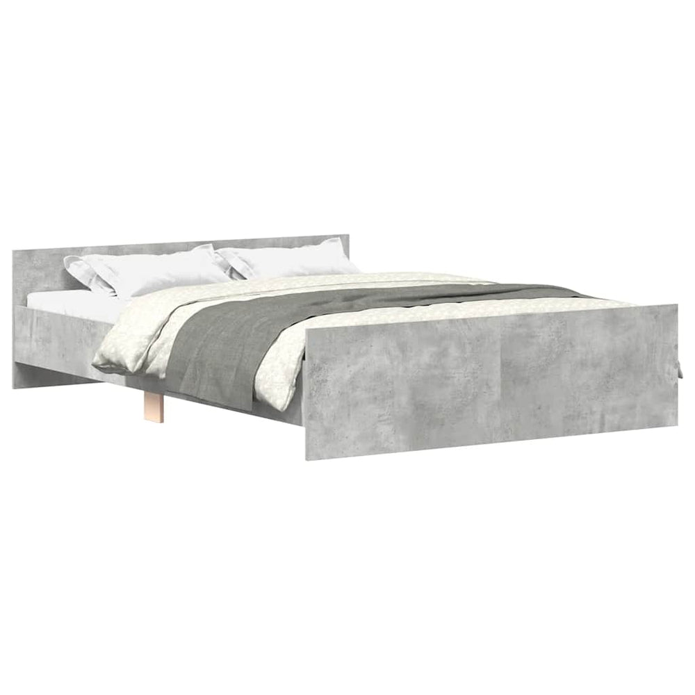 vidaXL Bed Frame with Headboard and Footboard Concrete Grey 120x200 cm