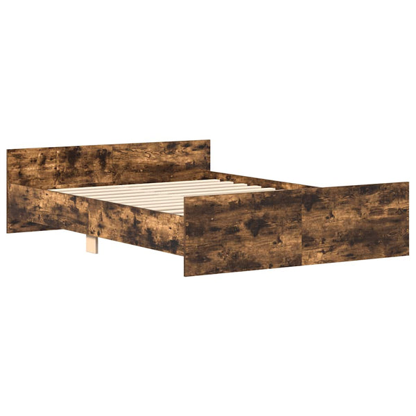 vidaXL Bed Frame with Headboard and Footboard Smoked Oak 120x200 cm
