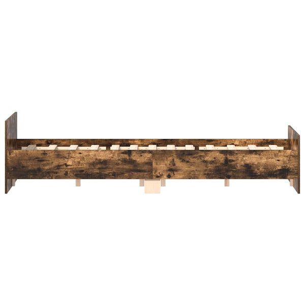 vidaXL Bed Frame with Headboard and Footboard Smoked Oak 120x200 cm