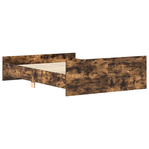vidaXL Bed Frame with Headboard and Footboard Smoked Oak 120x200 cm