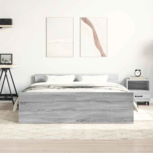 vidaXL Bed Frame with Headboard and Footboard Gray Sonoma 120x200 cm