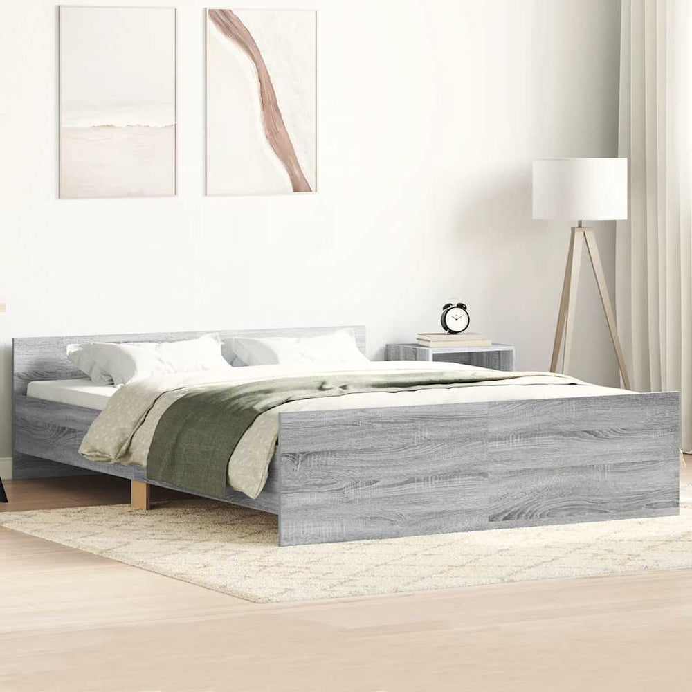 vidaXL Bed Frame with Headboard and Footboard Gray Sonoma 120x200 cm