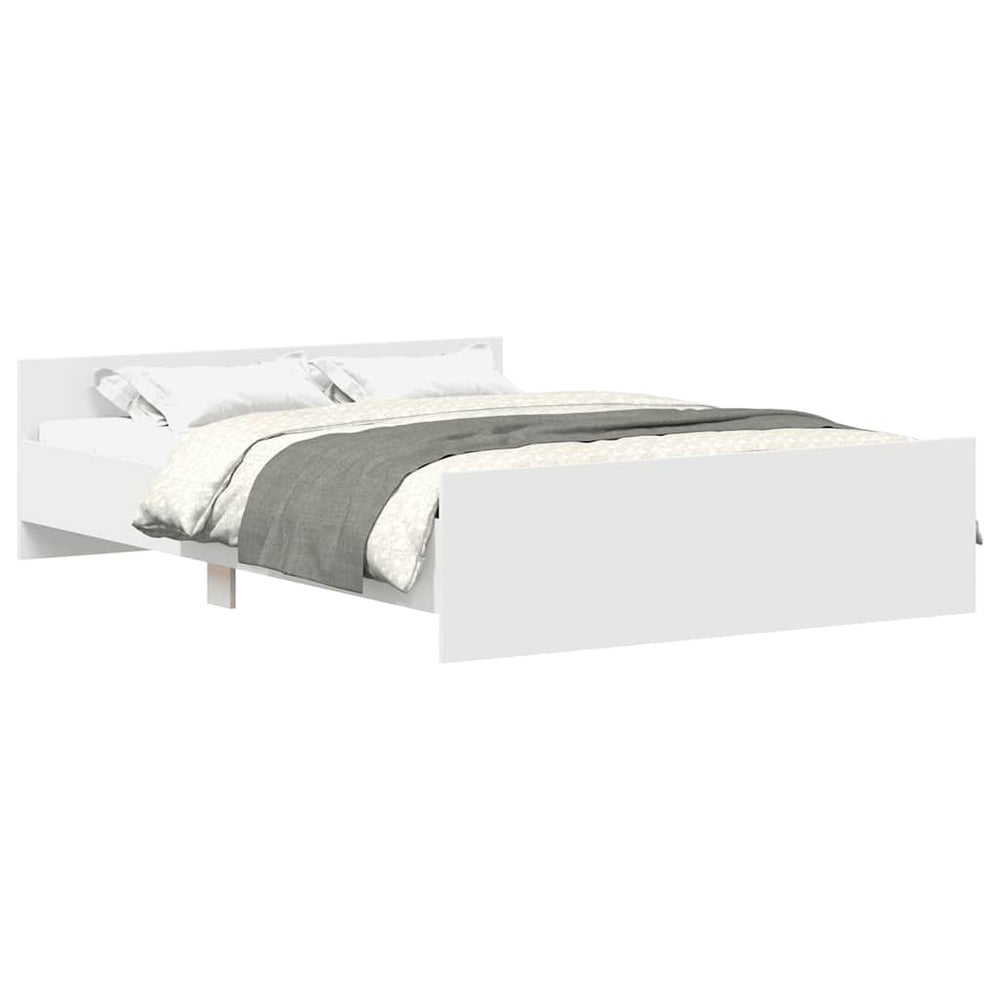 vidaXL Bed Frame with Headboard and Footboard White 140x200 cm