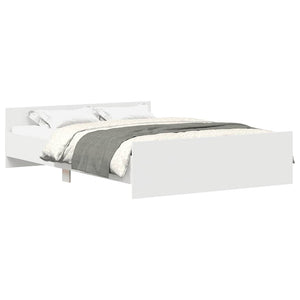 vidaXL Bed Frame with Headboard and Footboard White 140x200 cm