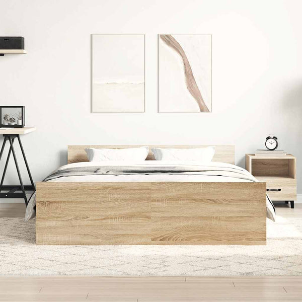 vidaXL Bed Frame with Headboard and Footboard Sonoma Oak 140x200 cm