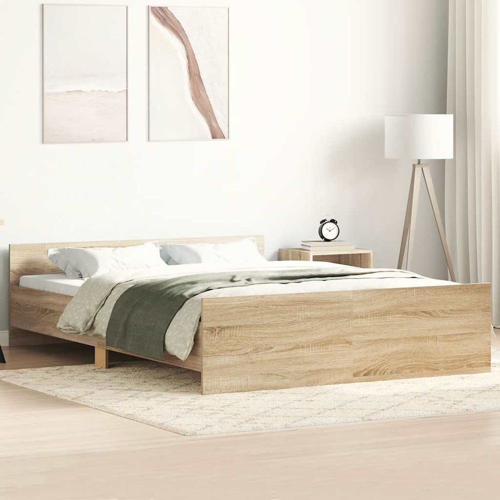 vidaXL Bed Frame with Headboard and Footboard Sonoma Oak 140x200 cm