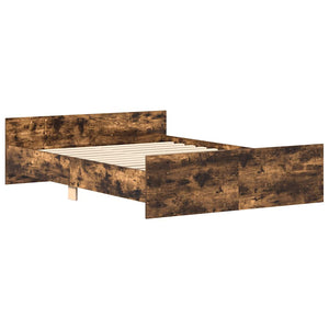vidaXL Bed Frame with Headboard and Footboard Smoked Oak 140x200 cm