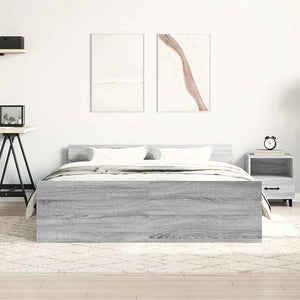 vidaXL Bed Frame with Headboard and Footboard Grey Sonoma 140x200 cm
