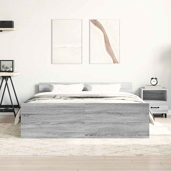 vidaXL Bed Frame with Headboard and Footboard Grey Sonoma 140x200 cm