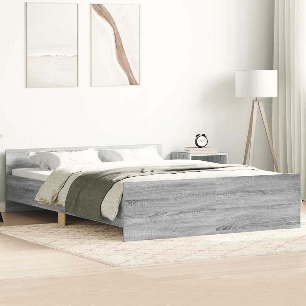 vidaXL Bed Frame with Headboard and Footboard Grey Sonoma 140x200 cm