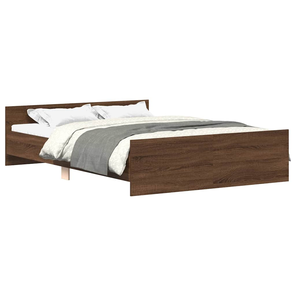 vidaXL Bed Frame with Headboard and Footboard Brown Oak 140x200 cm