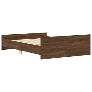 vidaXL Bed Frame with Headboard and Footboard Brown Oak 140x200 cm