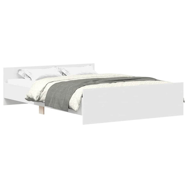 vidaXL Bed Frame with Headboard and Footboard White 150x200 cm