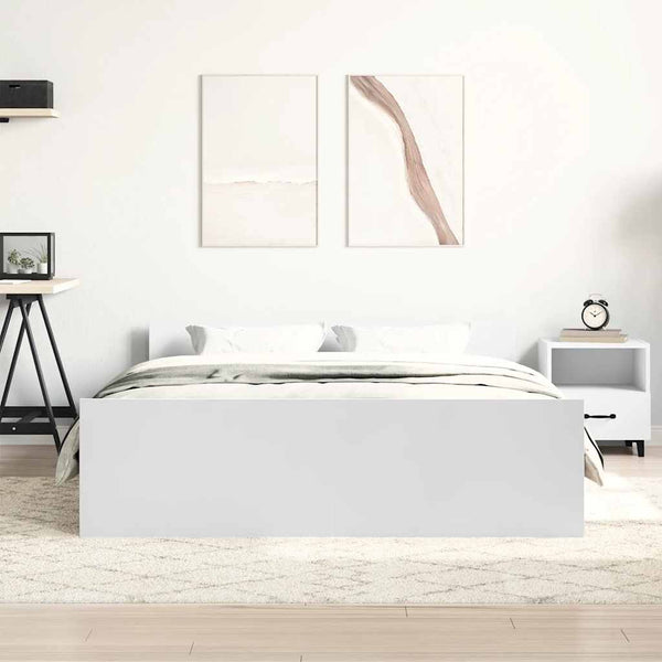vidaXL Bed Frame with Headboard and Footboard White 150x200 cm