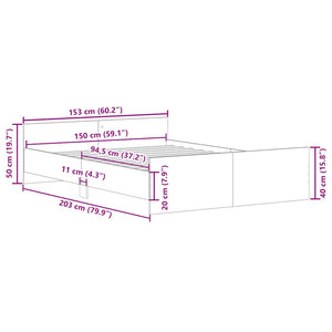 vidaXL Bed Frame with Headboard and Footboard White 150x200 cm