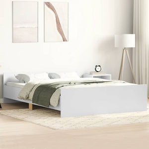 vidaXL Bed Frame with Headboard and Footboard White 150x200 cm
