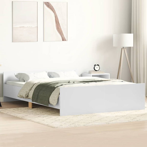 vidaXL Bed Frame with Headboard and Footboard White 150x200 cm