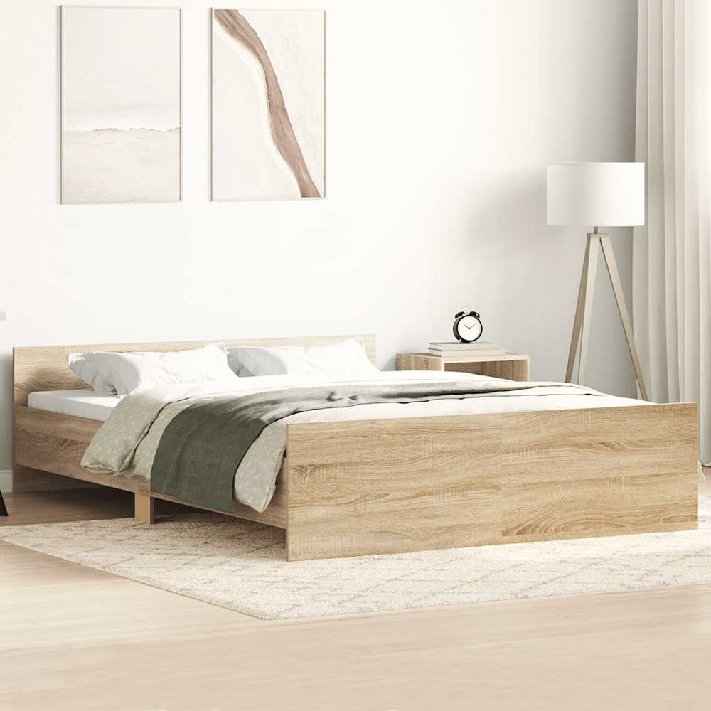vidaXL Bed Frame with Headboard and Footboard Sonoma Oak 150x200 cm