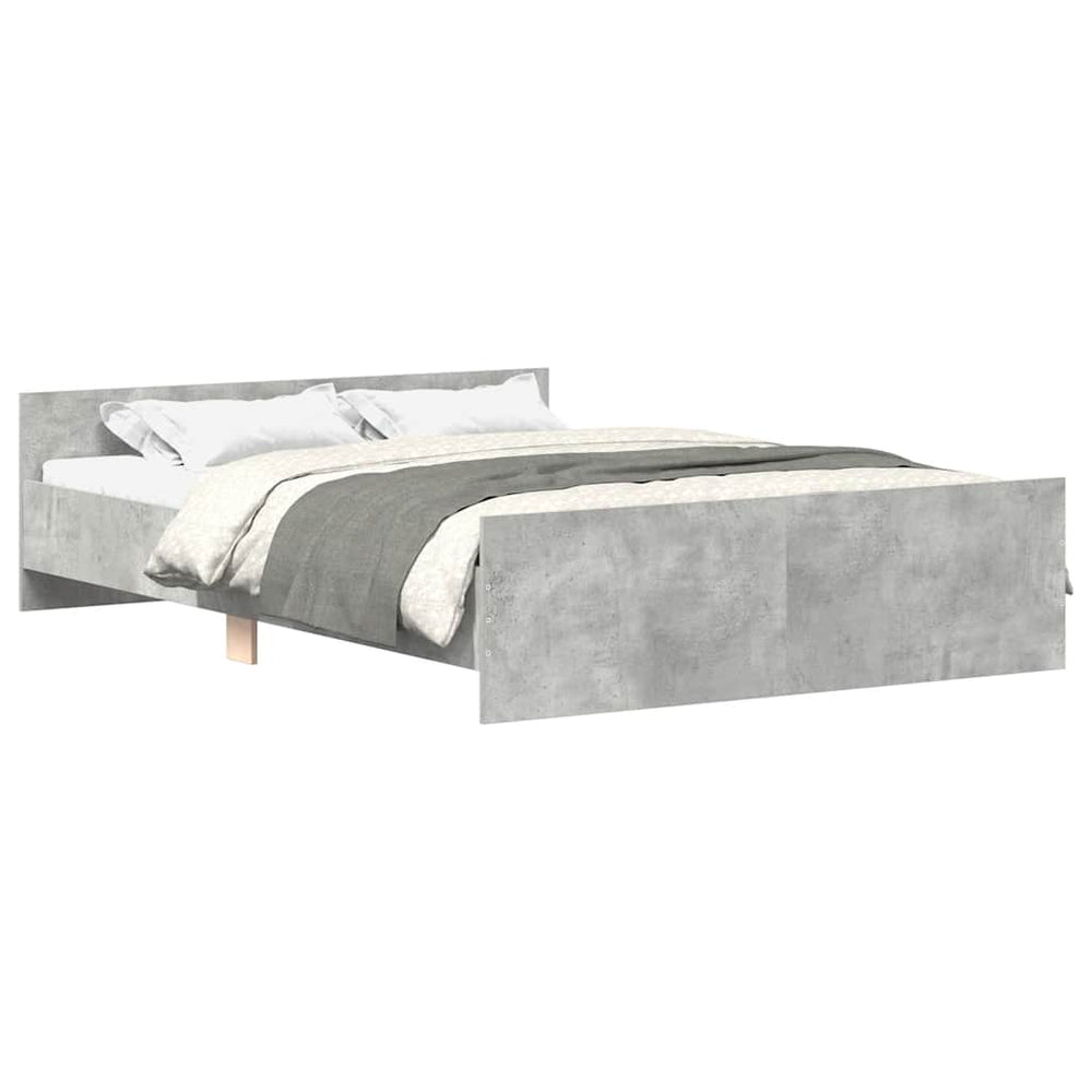 vidaXL Bed Frame with Headboard and Footboard Concrete Grey 150x200 cm