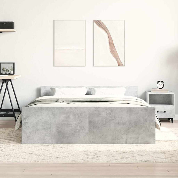 vidaXL Bed Frame with Headboard and Footboard Concrete Grey 150x200 cm