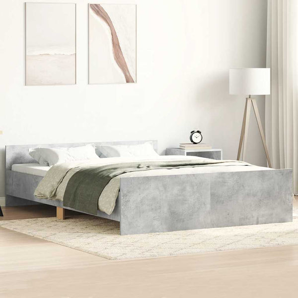 vidaXL Bed Frame with Headboard and Footboard Concrete Grey 150x200 cm