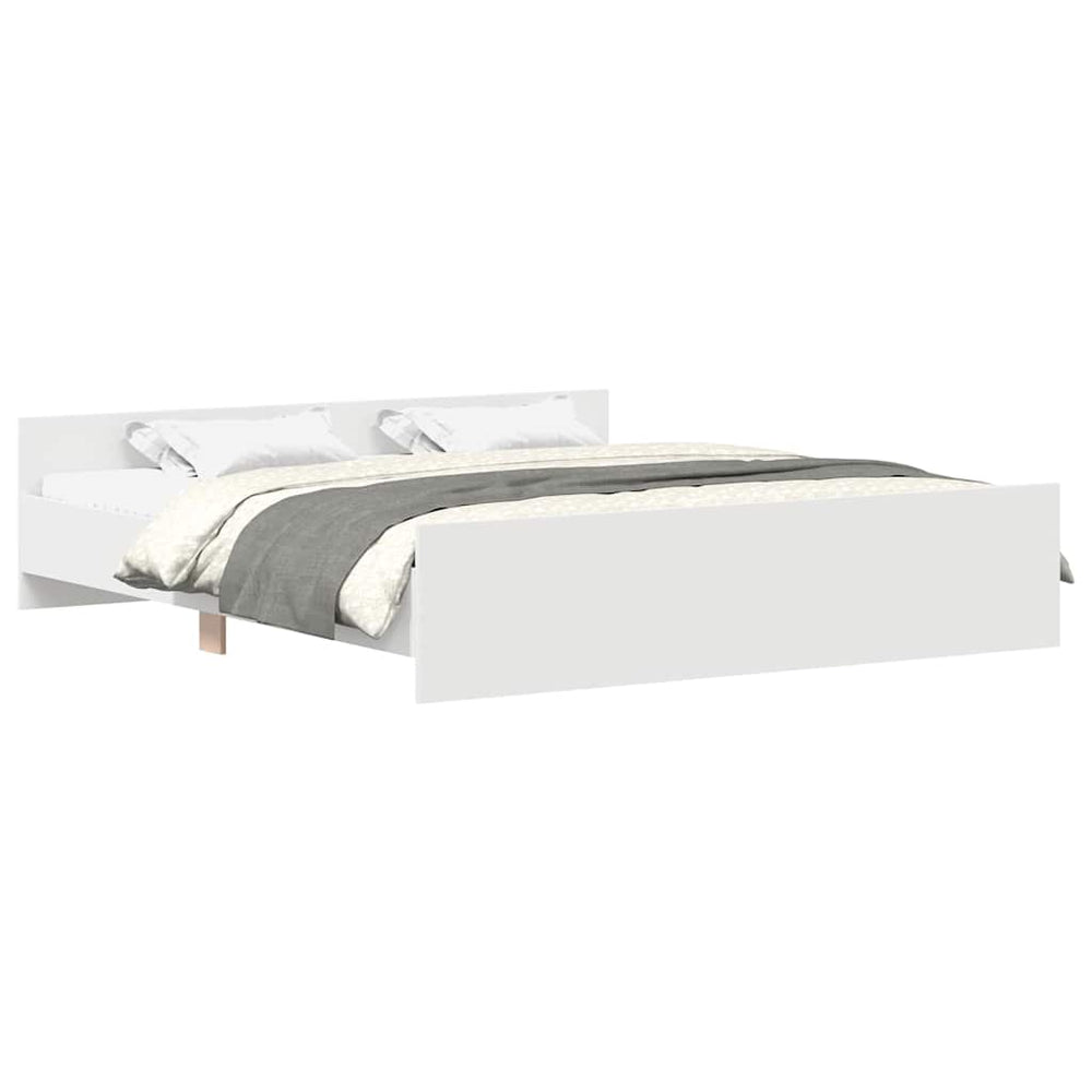vidaXL Bed Frame with Headboard and Footboard White 160x200 cm