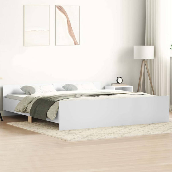 vidaXL Bed Frame with Headboard and Footboard White 160x200 cm