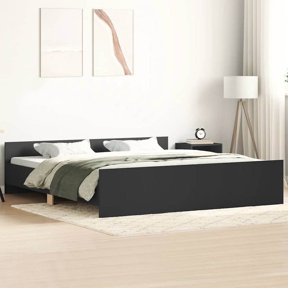 Bettgestell Schwarz 160x200 cm mit Kopf- und Fußteil
